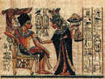 Tutankhamon and his wife holding flowers