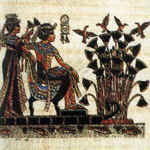Tutankhamon and his wife on the papyrus boat