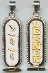 Solid -Double Side Silver Cartouche With 18K Gold Letters